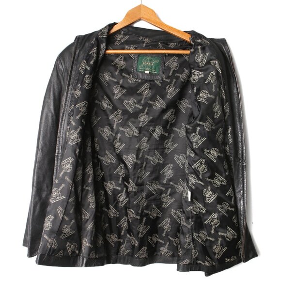 Vintage Edarly Calf Skin Leather Jacket Black Zipper Fitted Lined Coat Mexico - Picture 10 of 16